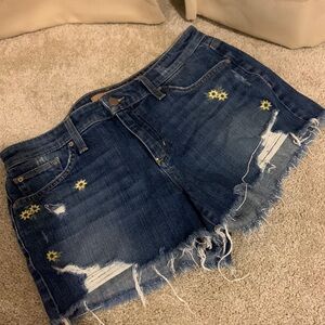 Joe’s The Ozzie Cut Off 4” Short Jort Jean Short Embroidered Daisy Distressed 28